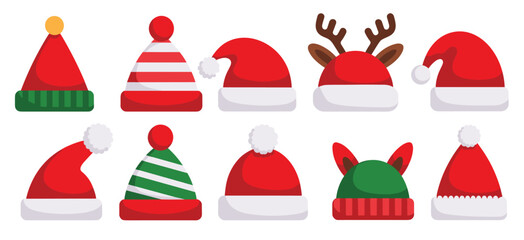 assortment of festive christmas hats and headwear santa hats