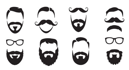 black silhouette facial hair and glasses mustache beard 