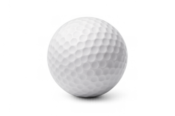 Golf ball isolated on transparent background, a white textured sphere for sports and recreational play