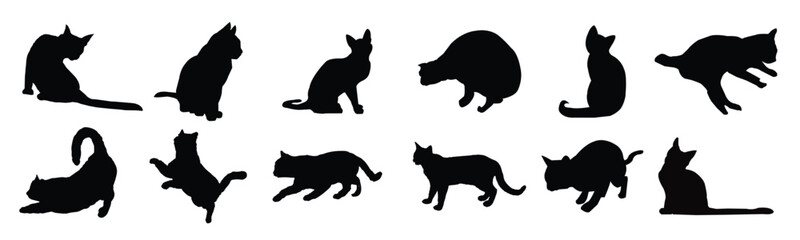 cat silhouetees vector