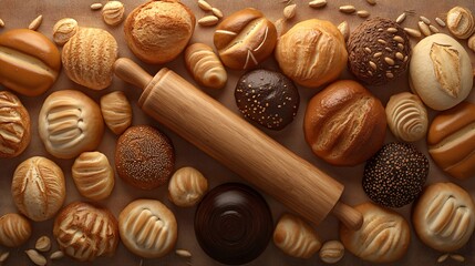 Superbe photo de pain et de viennoiseries, dans une boulangerie