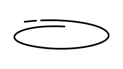 round underline stroke, black isolated silhouette