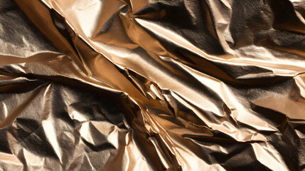 Golden Texture: Close-up of crumpled metallic foil with rich gold hues. An abstract visual feast of light and shadow, highlighting textures and patterns.