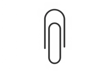 Paperclip line art icon representing attachment and connection, a symbol for office supplies and stationery, transparent background