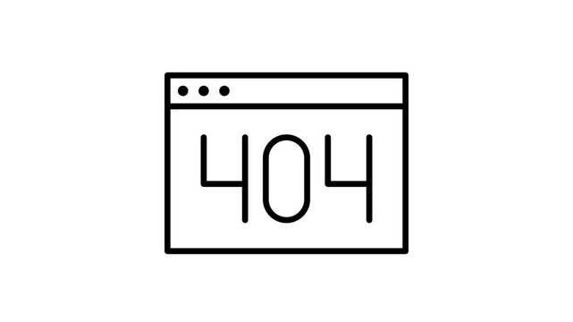 Browser showing 404 page not found error animation