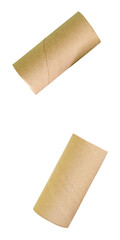 Top view set of two tissue paper cores or toilet paper tubes isolated with clipping path in png file format in png file format