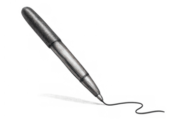 Pen drawing creating a continuous line, representing ideas, creativity, and artistic expression on transparent background
