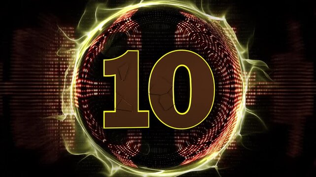 Number 10 Explosive Top Ten Music WAVE Number Transition Animation on Alpha Channel, Loop
