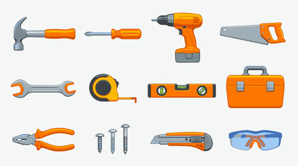 Essential toolbox collection for home repair and DIY projects, perfect for construction businesses and home improvement promotions with a bright, modern feel