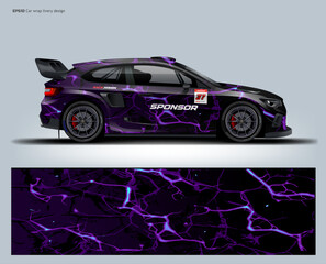 Modern purple Car wrap livery design for rally car design.
