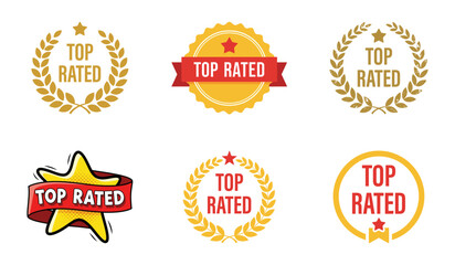 Top Rated Award Badges and Symbols Set