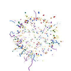 colorful burst of falling celebration decorations. bright floating ribbons and confetti elements for joyful party concepts.