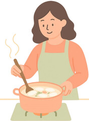 요리 중인 여성