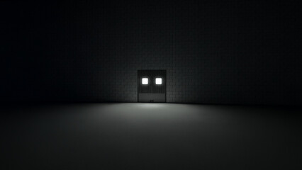 Liminal space backroom many doors to choose