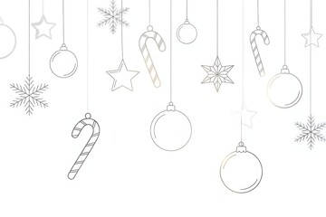 Elegant christmas ornaments hanging abstract design - festive winter holiday theme
