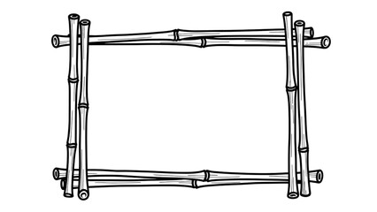 Bamboo Frame A Detailed Line Art Illustration for Creative Design and Decoration