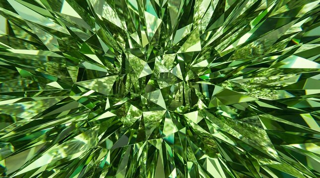 Abstract emerald green crystal shards texture with sharp geometric facets suitable for jewelry backgrounds luxury textures and modern 3d graphic designs