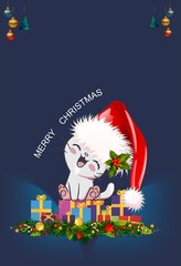 composition with a cat and Christmas gifts