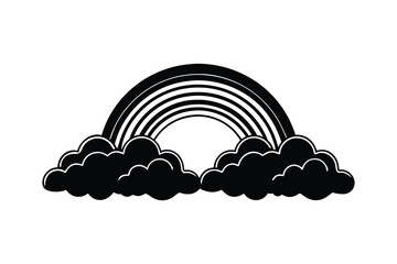 Rainbow Clouds Line Art Vector Design