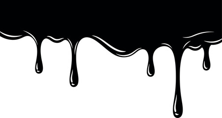 Smooth black dripping liquid border graphic element paint or ink