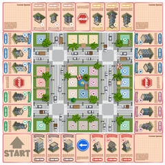 City. Board economic game. Vector illustration.