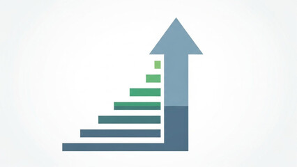 Fototapeta premium Data upload progress icon with ascending bar chart and arrow in vector format