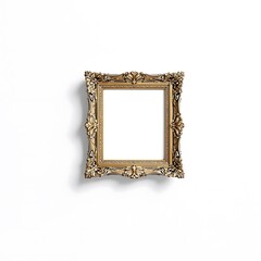 Rectangle decorative golden picture frame isolated on white background with clipping path