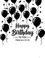 Happy birthday celebration design with elegant black balloons
