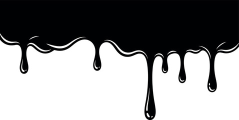 Black paint or liquid drips down, forming an abstract border design