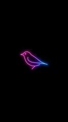 Vibrant Neon Bird Illustration on Black Background