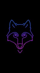 Flat Logo Wolf Neon Style on a Black Background