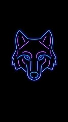 Cyberpunk Neon Wolf Head with Glowing Eyes and Futuristic Design