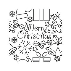 Christmas themed line art pattern illustration.