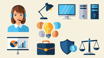 A comprehensive set of modern flat design icons for business, technology, finance, and corporate services for the year 2026