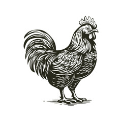 Chicken Engraving Art Collection Retro Farm Rooster Illustration for Logo & Design Use