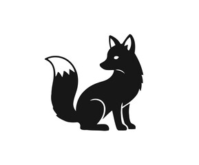 A cute, funny black cat vector illustration with a happy tail for pet and animal designs