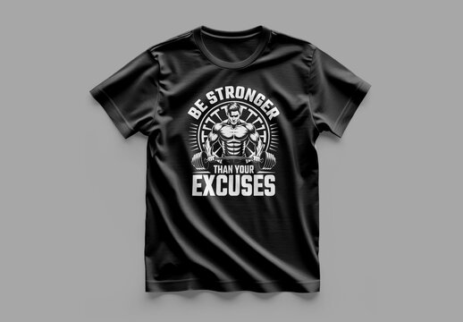 Tshirt Design With Motivational Gym And Fitness Workout Graphic For Sportswear