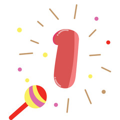 Cute red number 1 icon, perfect for winners, firsts, or illustrating bold, energetic, and celebratory New Year visuals.