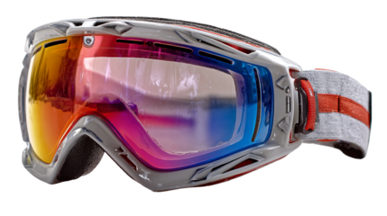 Premium snow goggles with a colorful lens offering enhanced visibility and protection for winter sports enthusiasts, enjoy the slopes with confidence today isolated on transparent background