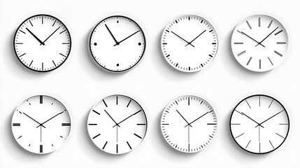 Minimalist wall clocks design isolated on the white background 