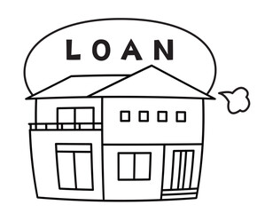 ローンに圧迫される家_線画