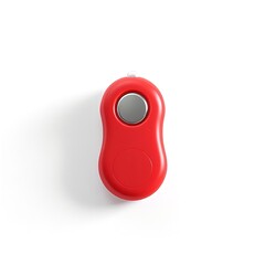 Red can opener bottle opener kitchen gadget tool accessory modern design on white background studio shot