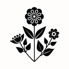 Floral Silhouette Vector Minimal Botanical Flower Design