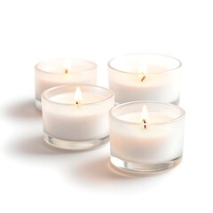 White candles burning bright aromatherapy home decor spa relaxation ambiance scented candles votive candles glass holders