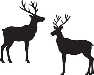  Reindeer Vector , Reindeer silhouette set, set of  Reindeer silhouettes, set of deer, deer, silhouette, reindeer, animal, mammal, antelope, christmas, hunting, nature, vector, illustration, stag, ani