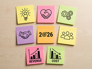 creative business ideas and growth strategy visualized with notes