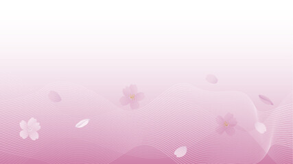 桜の花と曲線の抽象的な背景イラスト