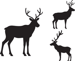  Reindeer Vector , Reindeer silhouette set, set of  Reindeer silhouettes, set of deer, deer, silhouette, reindeer, animal, mammal, antelope, christmas, hunting, nature, vector, illustration, stag, ani
