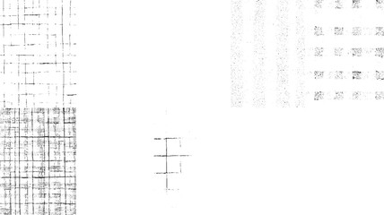 Black and white abstract grid patterns with textured lines and dots background