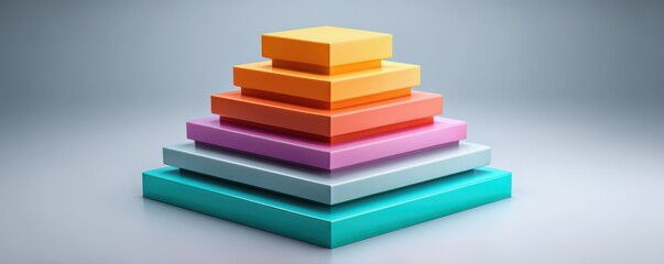Concept of increasing the ability to scale business growth. A visually striking arrangement of colorful, stacked shapes creates a modern and abstract aesthetic.